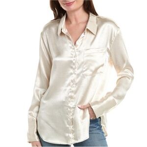 NWT Free People Cream Sateen Button Down Top